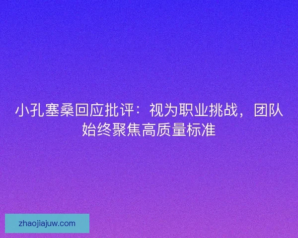小孔塞桑回应批评：视为职业挑战，团队始终聚焦高质量标准