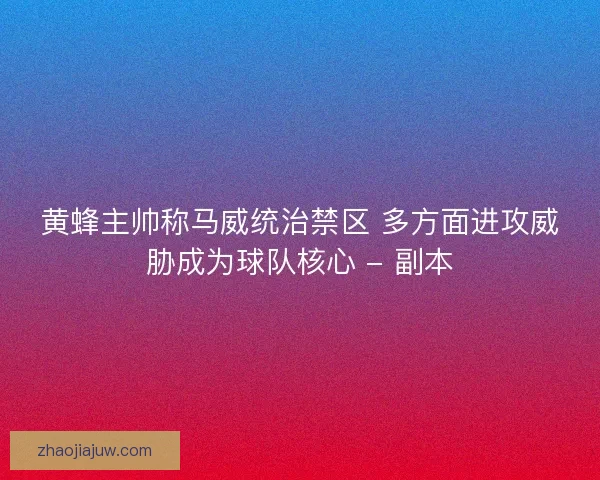 黄蜂主帅称马威统治禁区 多方面进攻威胁成为球队核心 - 副本