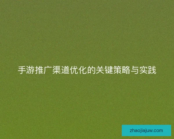 手游推广渠道优化的关键策略与实践