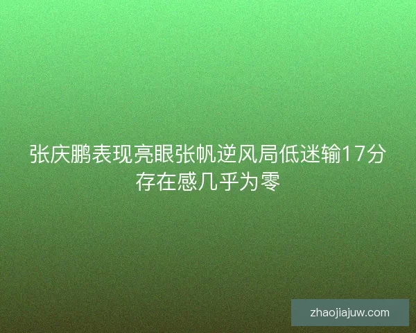 张庆鹏表现亮眼张帆逆风局低迷输17分存在感几乎为零