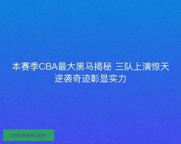 本赛季CBA最大黑马揭秘 三队上演惊天逆袭奇迹彰显实力