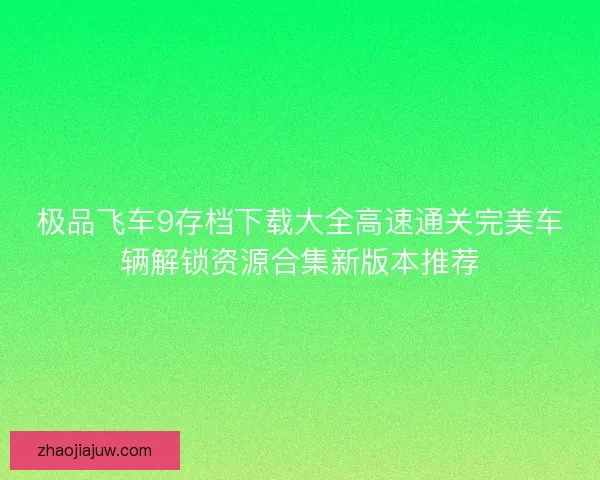 极品飞车9存档下载大全高速通关完美车辆解锁资源合集新版本推荐